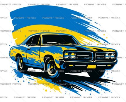 Ukrainian Retro Car Vector Print protected preview