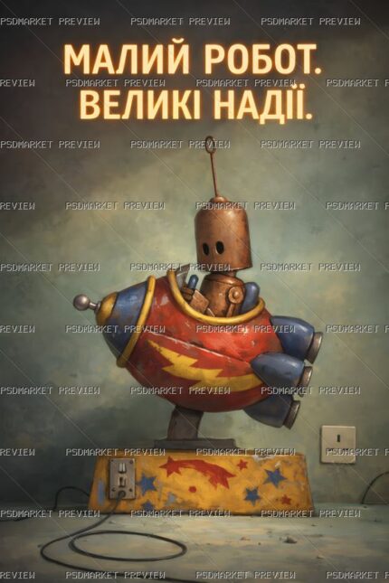 Ukrainian Small Robot Big Hopes Print – PNG — PSD template preview
