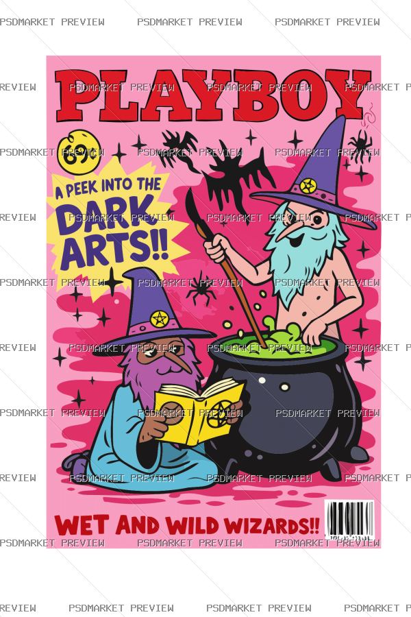Dark Arts Magazine Parody Vector Print — PSD template preview