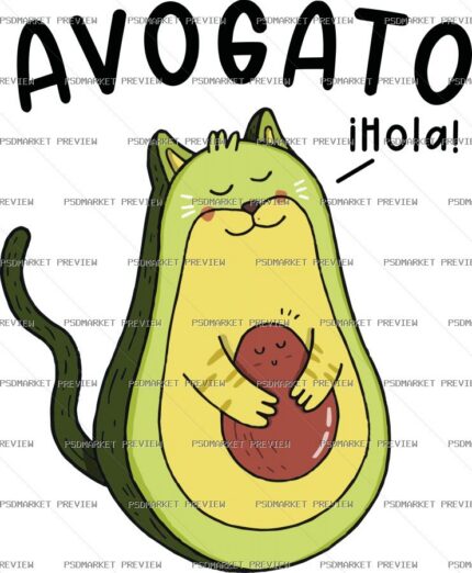 Avogato Cat Vector Print — print design preview