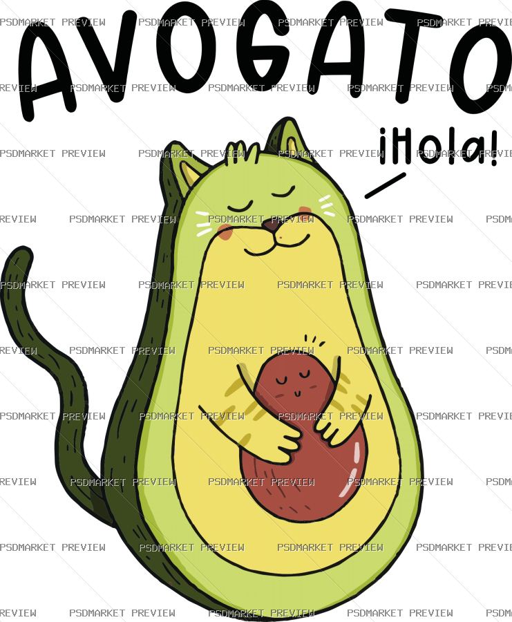 Avogato Cat Vector Print — print design preview