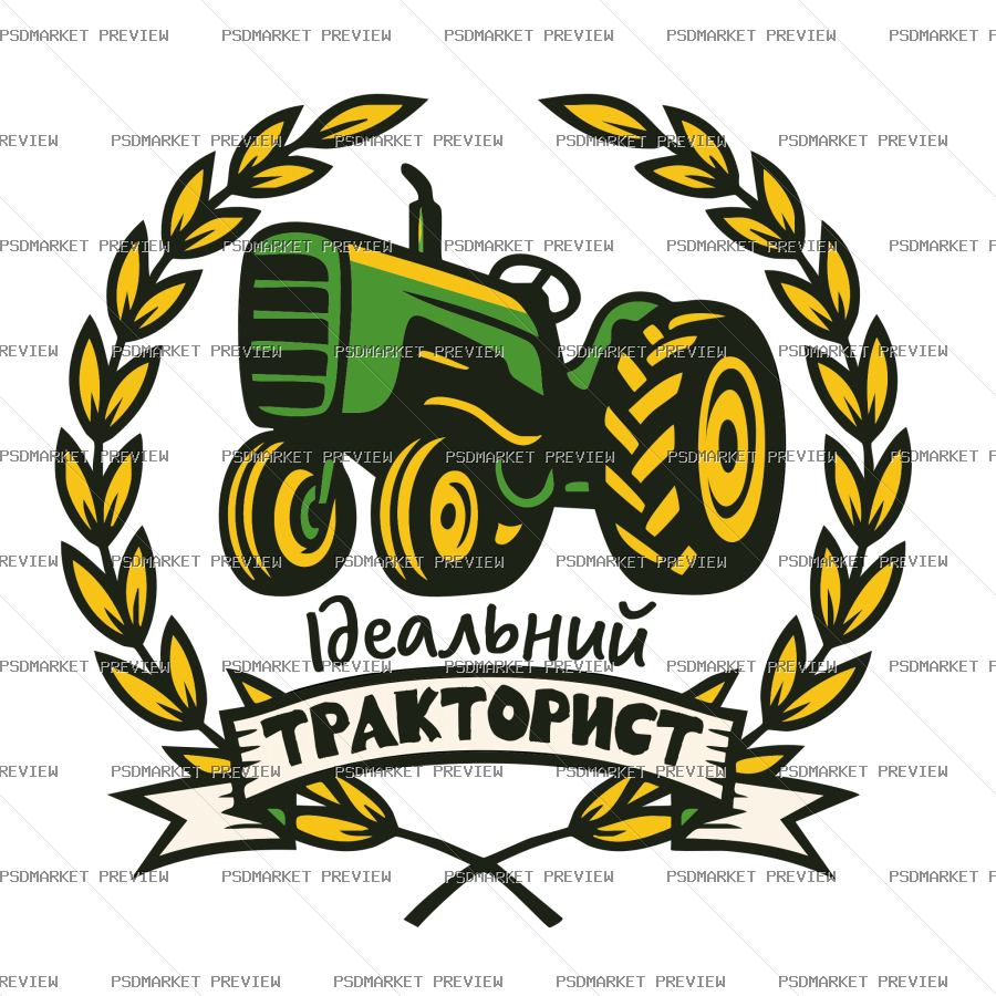 Ideal Tractor Driver Vector Print — PSD template preview