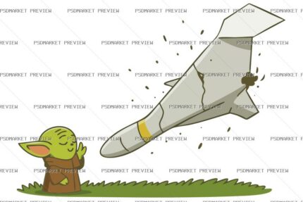 Yoda Stops Shahed Funny Print Design – AI File — PSD template preview