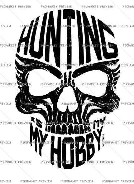 Hunting My Hobby Skull Vector Print protected preview