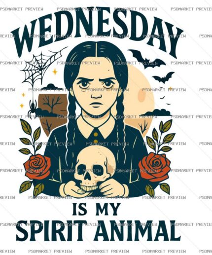 Wednesday Spirit Animal Vector Print — print design preview