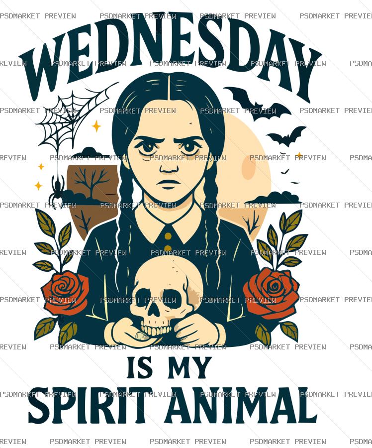 Wednesday Spirit Animal Vector Print — print design preview