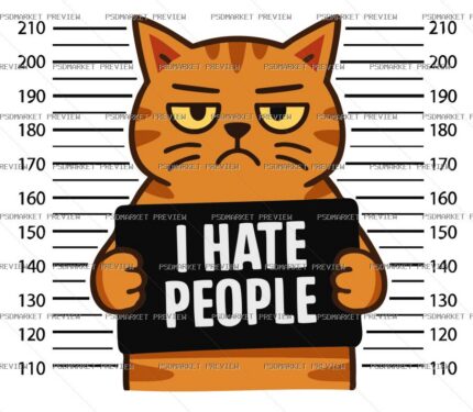 I Hate People Cat Vector Print Design 77222 — PSD template preview