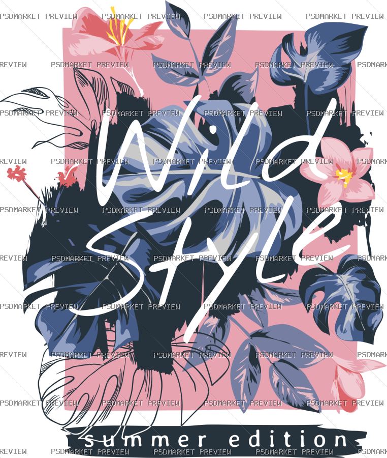 Wild Style Summer Edition Vector Print — PSD template preview