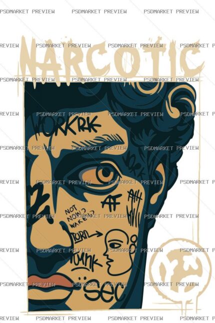 Narcotic Tattoo Style Vector Print — print design preview