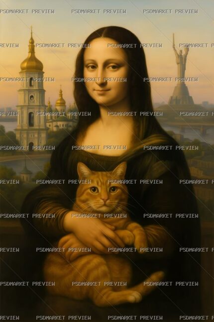 Mona Lisa Kyiv Cat Print – PNG File protected preview