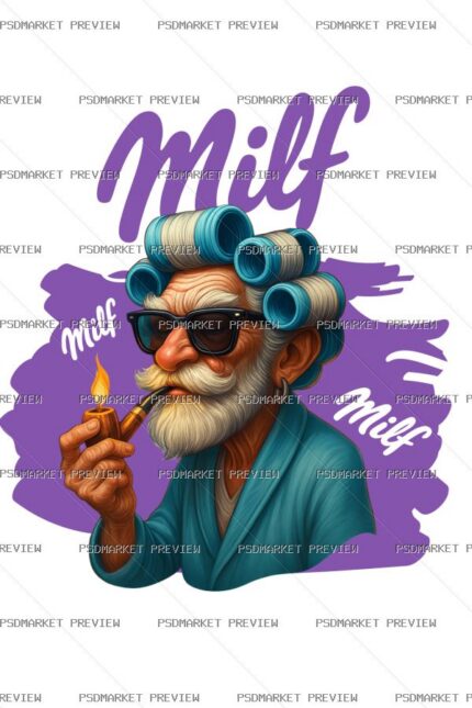 MILF Bold Typography Vector Print — PSD template preview