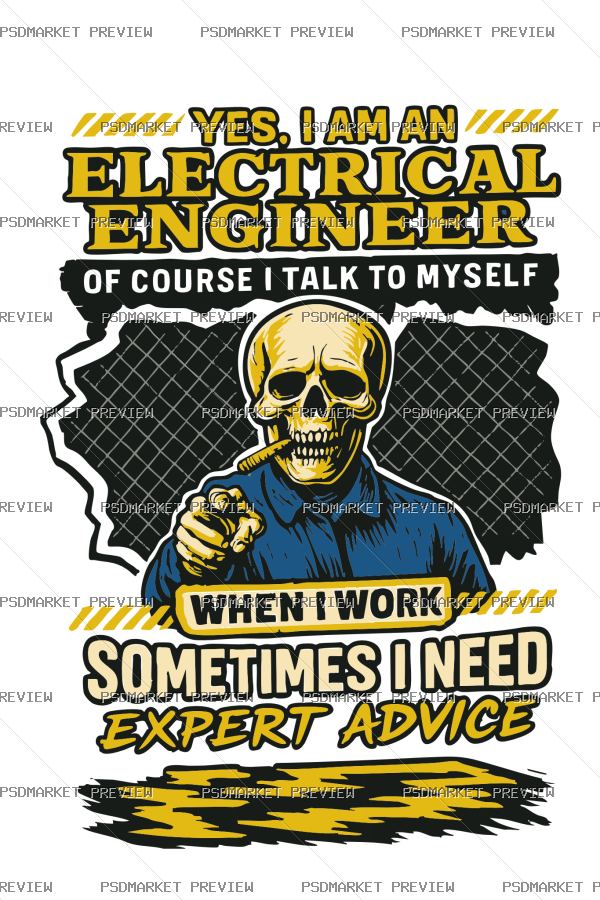 Electrical Engineer Expert Advice Vector Print — PSD template preview