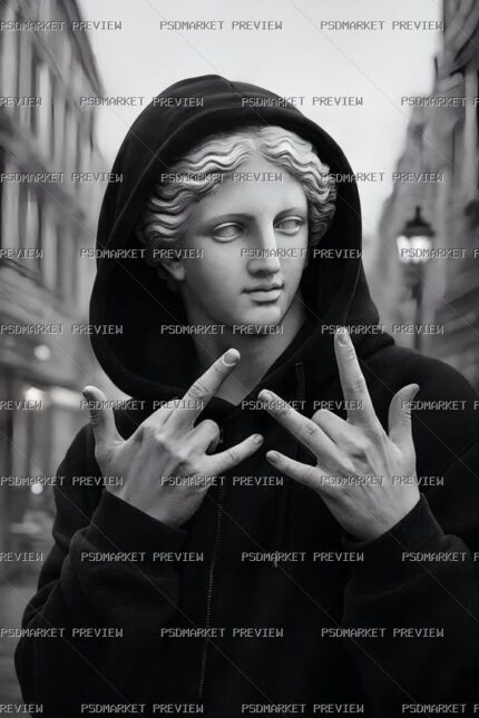 Urban Statue Hand Gesture Print – PNG — PSD template preview