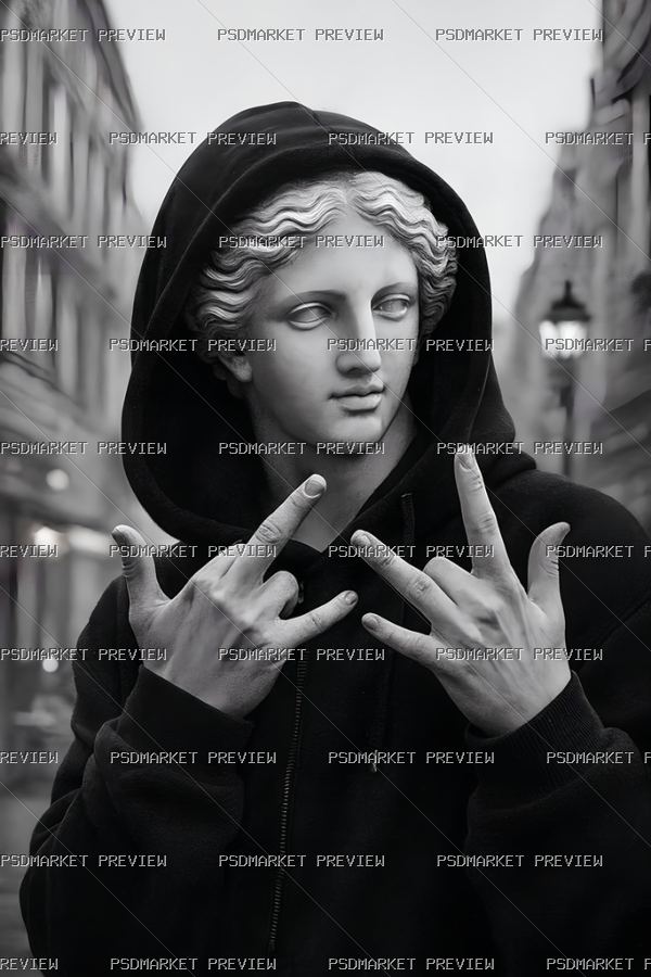 Urban Statue Hand Gesture Print – PNG — PSD template preview