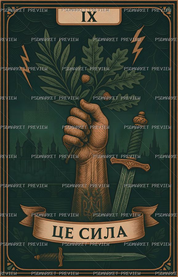 Ukrainian Strength Tarot Print – PNG — PSD template preview