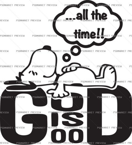 God Is Good Cartoon Vector Print — PSD template preview