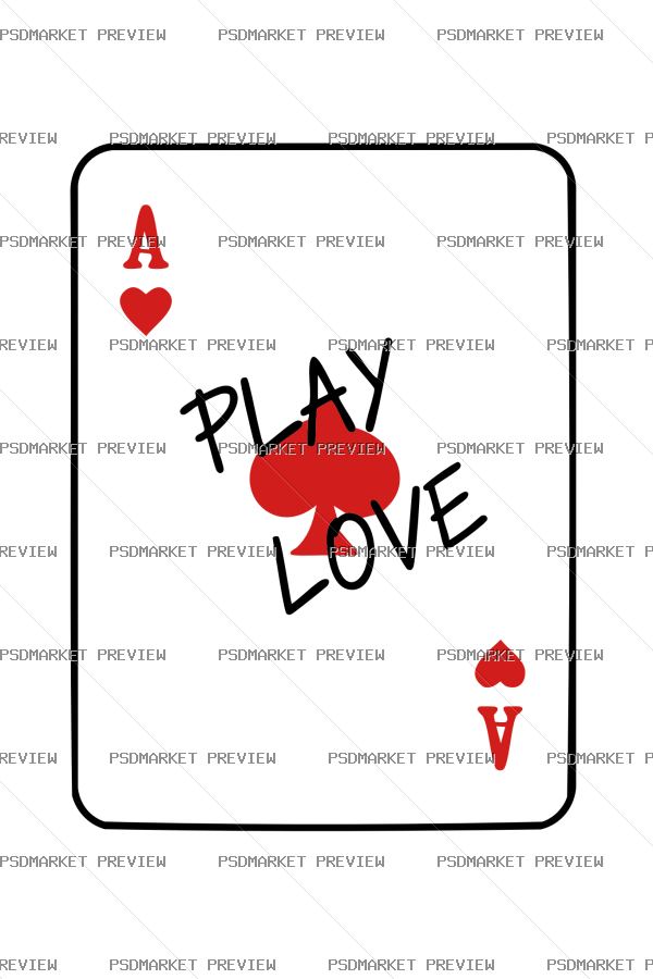 Play Love Card Vector Print — PSD template preview