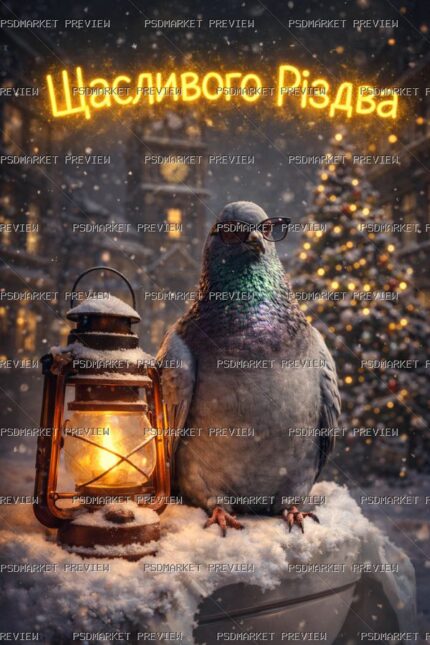 Ukrainian Merry Christmas Bird Print – PNG protected preview