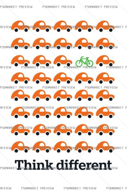 Think Different Cars Pattern Vector Print — PSD template preview