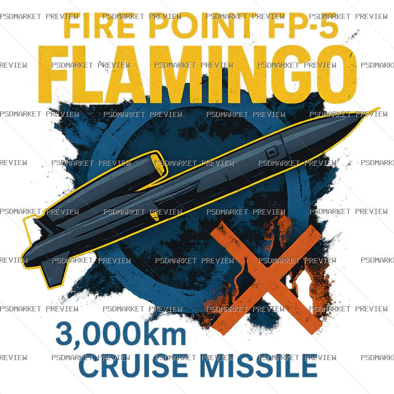 Flamingo Cruise Missile Print Design 81757 — PSD template preview