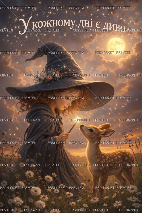 Ukrainian “У КОЖНОМУ ДНІ Є ДИВО” Witch Print – JPG — PSD template preview