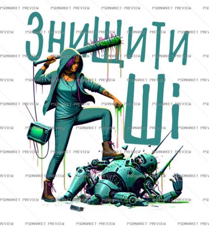 destroy AI Ukrainian Vector Print — PSD template preview