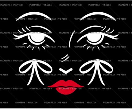 Minimal Eyes and Lips Vector Print — print design preview