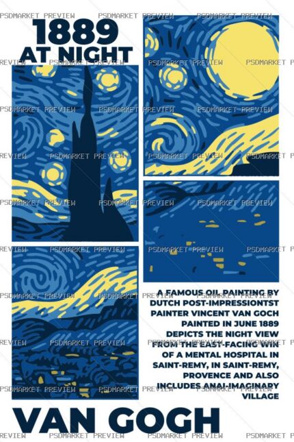 Van Gogh Starry Night Vector Print — print design preview