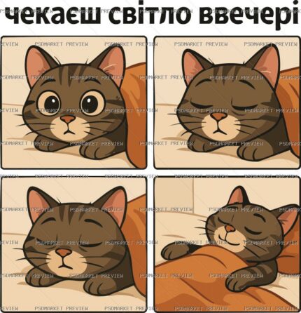 Ukrainian Waiting for Electricity Cat Print – AI File — PSD template preview