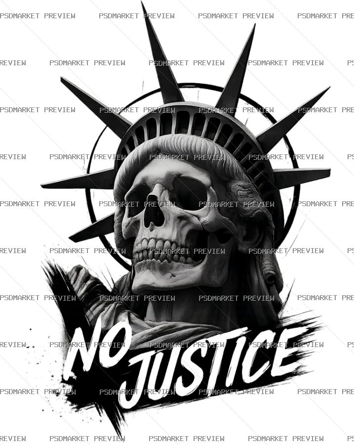 No Justice Liberty Skull Print — PSD template preview