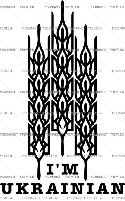 I'm Ukrainian Wheat Trident Vector Print — PSD template preview