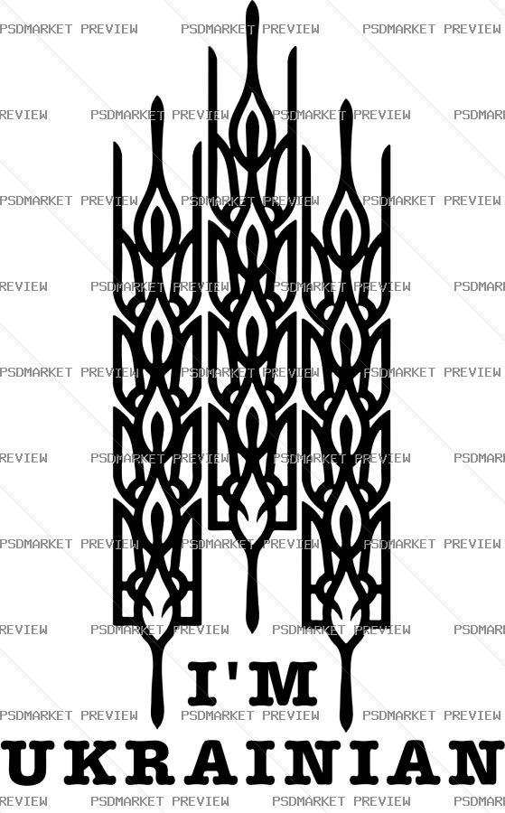 I'm Ukrainian Wheat Trident Vector Print — PSD template preview