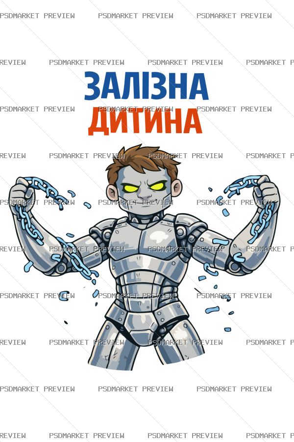 Iron Child Vector Print — PSD template preview