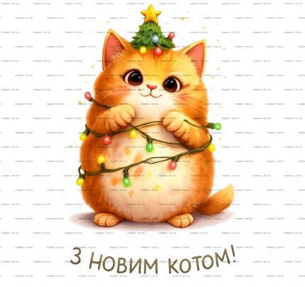 Happy New Cat Orange Kitten PSD Print protected preview