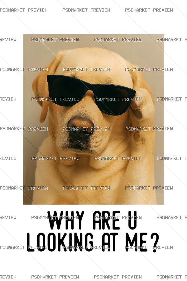 Cool Dog Sunglasses Vector Print — PSD template preview
