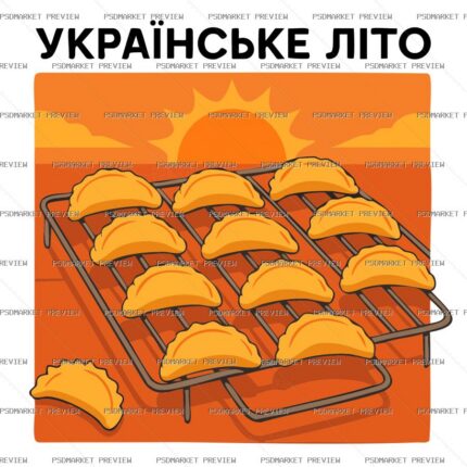 Ukrainian Summer Dumplings Vector Print — print design preview