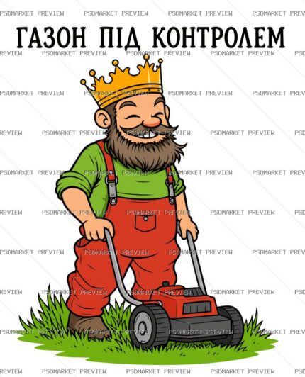 Lawn Under Control King Vector Print — print design preview