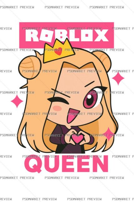 Roblox Queen Cartoon Vector Print – Design 86675 — PSD template preview