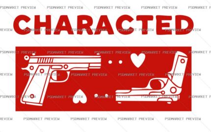 Character Gun & Chair Graphic Print Design – AI File — PSD template preview