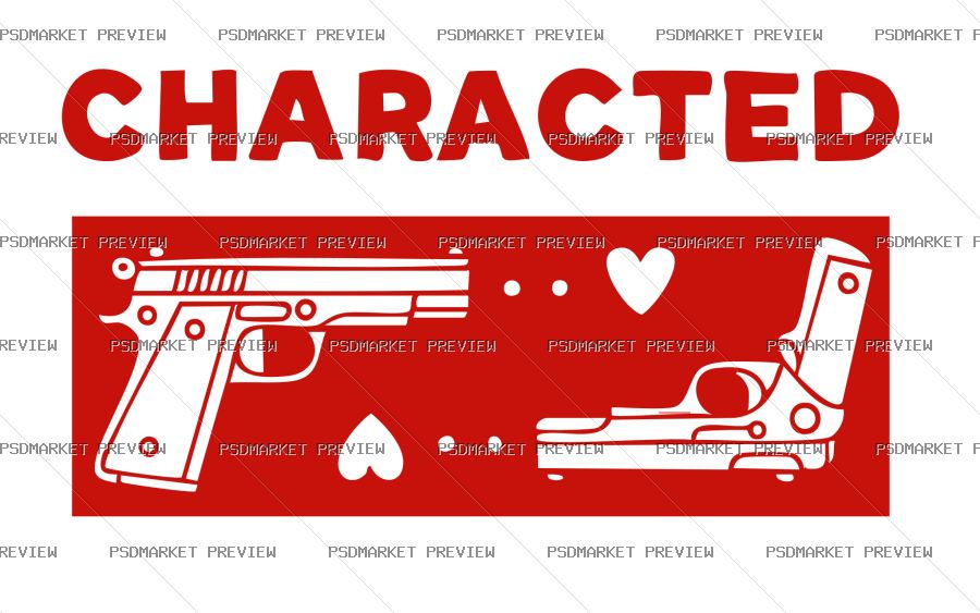 Character Gun & Chair Graphic Print Design – AI File — PSD template preview