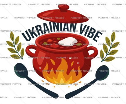 Ukrainian Borscht Vibe Vector Print — PSD template preview