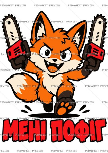 I Do Not Care Chainsaw Fox Vector Print — print design preview