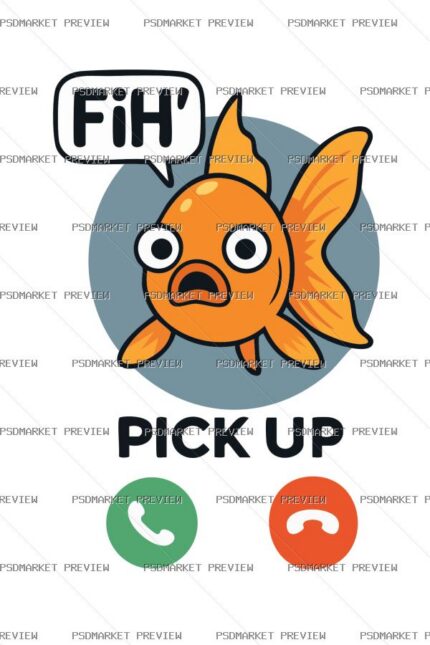 Fish Pick Up Call Vector Print protected preview
