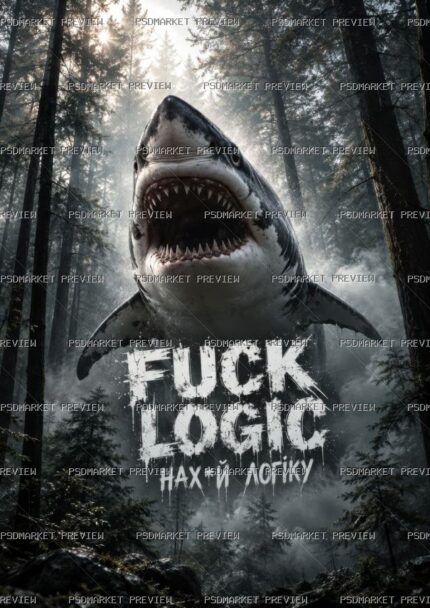 Fuck Logic Shark Forest Print protected preview