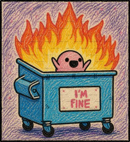 Dumpster Fire I'm Fine Illustration PSD Print protected preview