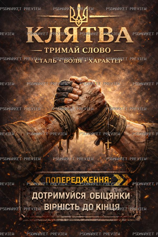 Ukrainian “КЛЯТВА — ТРИМАЙ СЛОВО” Honor Print – PNG — PSD template preview