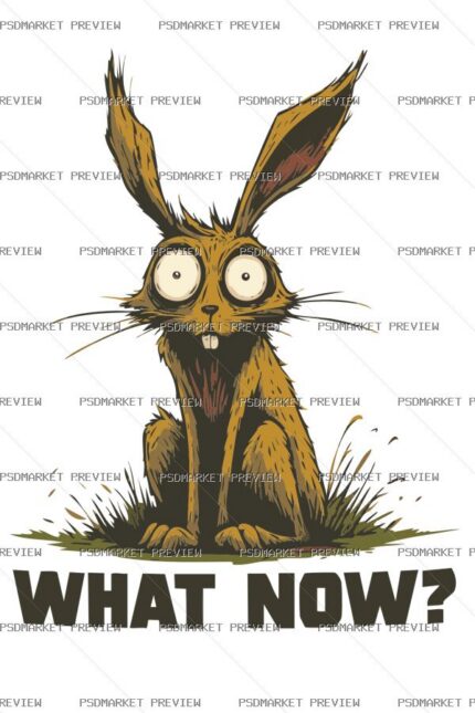What Now Rabbit Vector Print — PSD template preview