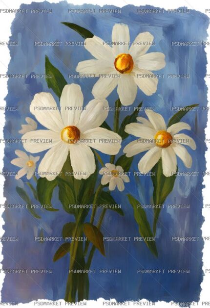 Daisy Flowers Painting Print – PNG — PSD template preview