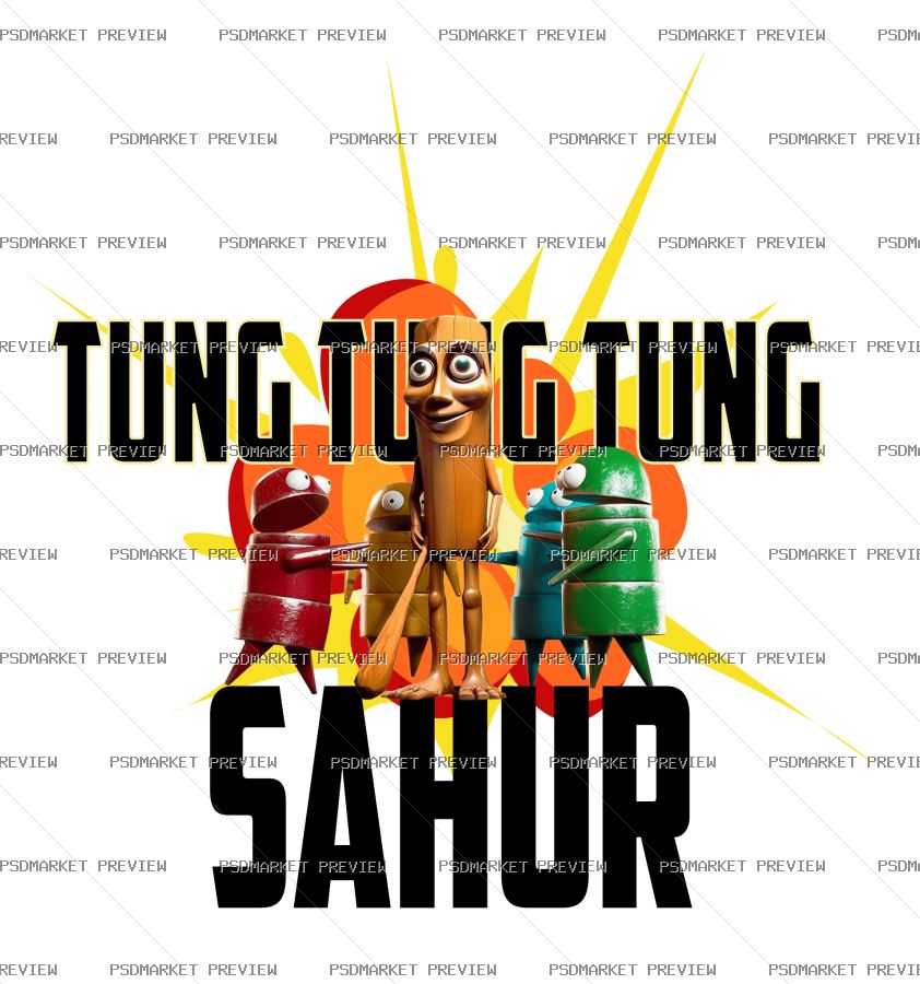 Tung Tung Sahur Vector Print — PSD template preview