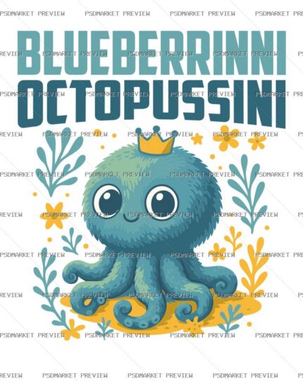 Blueberrinni Octopussini Print – AI File — PSD template preview